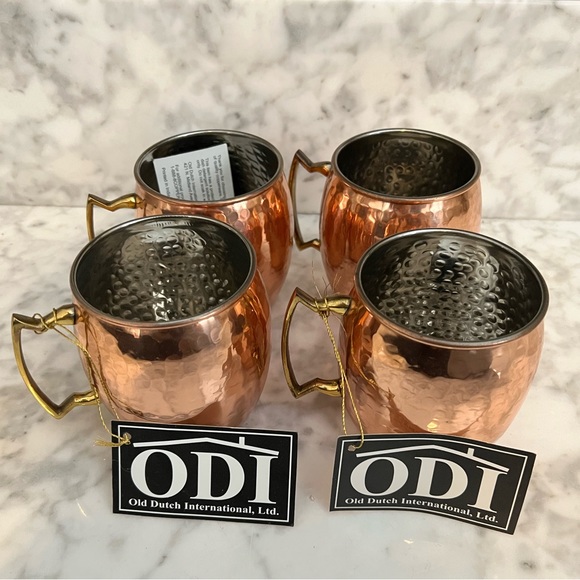16 Oz. Nickel-Lined Solid Copper Hammered Moscow Mule Mug, Set of 4 - Picture 1 of 7